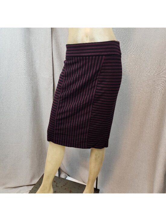 Ann Taylor LOFT Dresses & Skirts - Ann Taylor LOFT Black Purple Striped Pencil Straight Skirt Size 8 MEDIUM BackZip
